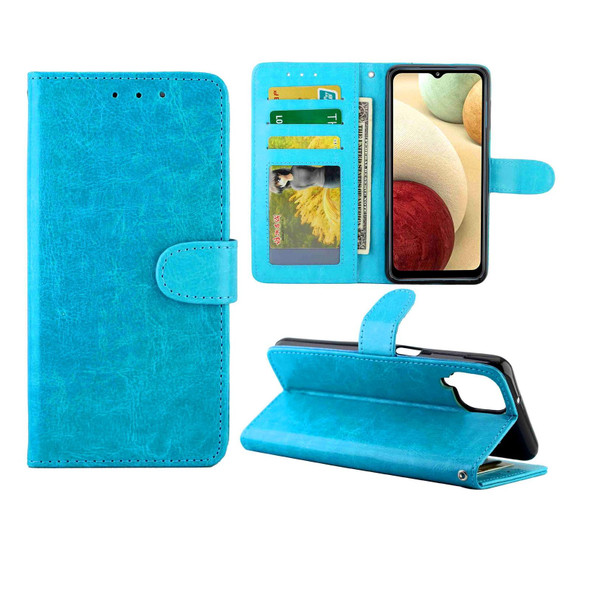 Samsung Galaxy A12 5G Crazy Horse Texture Leather Horizontal Flip Protective Case with Holder & Card Slots & Wallet & Photo Frame(Baby Blue)