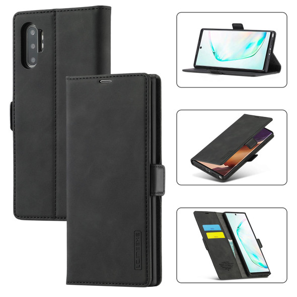 Samsung Galaxy Note10+ LC.IMEEK Strong Magnetism Ultra-thin Horizontal Flip Shockproof Matte TPU + PU Leather Case with Holder & Card Slots & Wallet(Black)