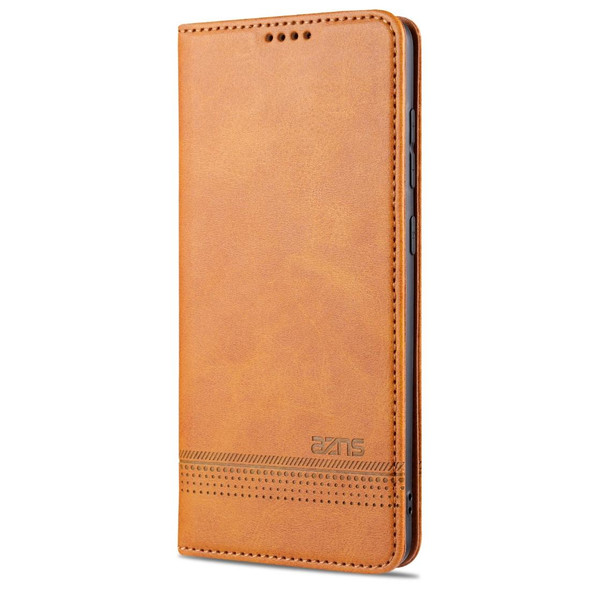Samsung Galaxy A71 AZNS Magnetic Calf Texture Horizontal Flip Leather Case with Card Slots & Holder & Wallet(Light Brown)