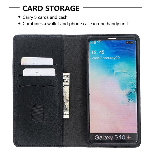 Samsung Galaxy S10+ 2 in 1 Detachable Magnetic Horizontal Flip Genuine Leather Case with Holder & Card Slots & Wallet(Black)