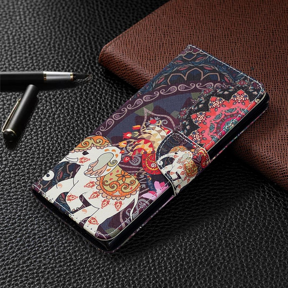 Samsung Galaxy Note20 Ultra Colored Drawing Pattern Horizontal Flip Leather Case with Holder & Card Slots & Wallet(Flowers and Elephant)