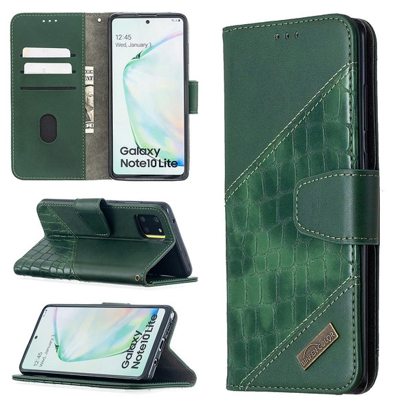 Samsung Galaxy A81 Matching Color Crocodile Texture Horizontal Flip PU Leather Case with Wallet & Holder & Card Slots(Green)