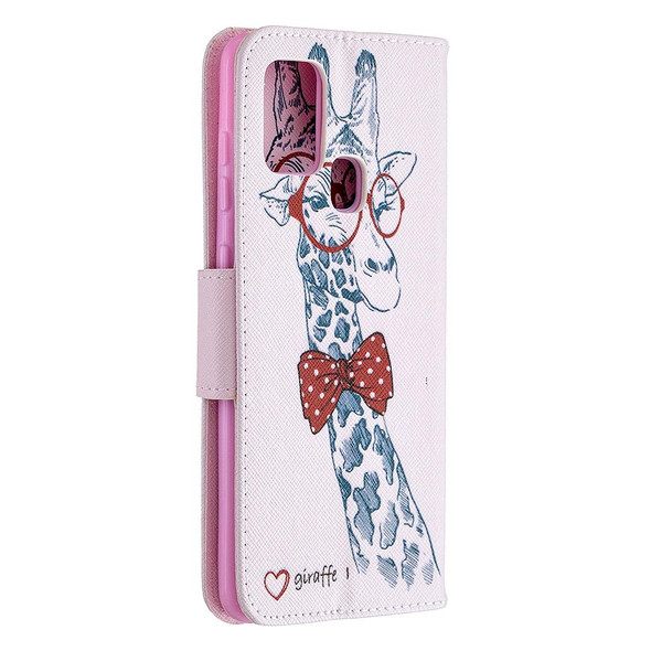 Samsung Galaxy A21s Colored Drawing Pattern Horizontal Flip Leather Case with Holder & Card Slots & Wallet(Deer)