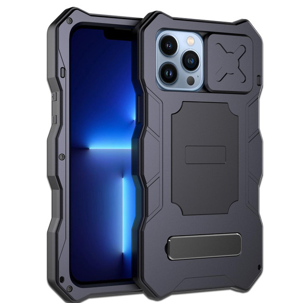 Camshield Shockproof Waterproof Dustproof Metal Case with Holder - iPhone 12 Pro Max(Black)