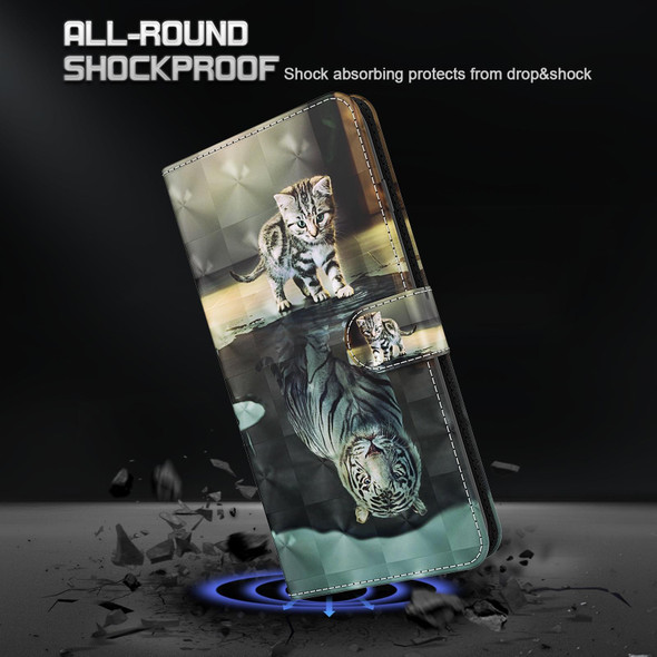Samsung Galaxy A52 5G / A52s 5G 3D Painting Pattern TPU + PU Leather Phone Case(Cat Tiger)