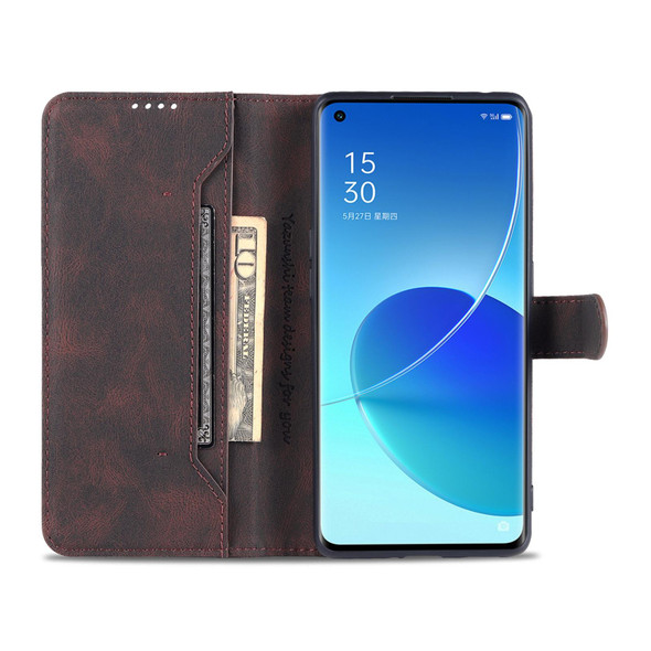 OPPO Reno6 Pro 5G AZNS Dream II Skin Feel PU+TPU Horizontal Flip Leather Case with Holder & Card Slots & Wallet(Coffee)