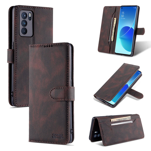 OPPO Reno6 Pro 5G AZNS Dream II Skin Feel PU+TPU Horizontal Flip Leather Case with Holder & Card Slots & Wallet(Coffee)