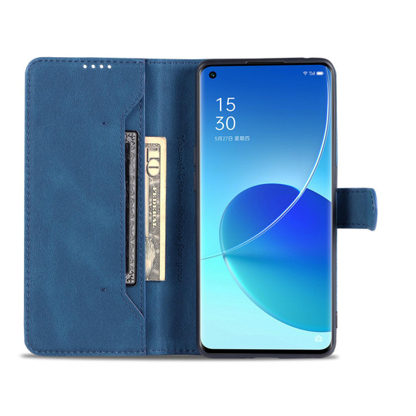 OPPO Reno6 5G AZNS Dream II Skin Feel PU+TPU Horizontal Flip Leather Case with Holder & Card Slots & Wallet(Blue)