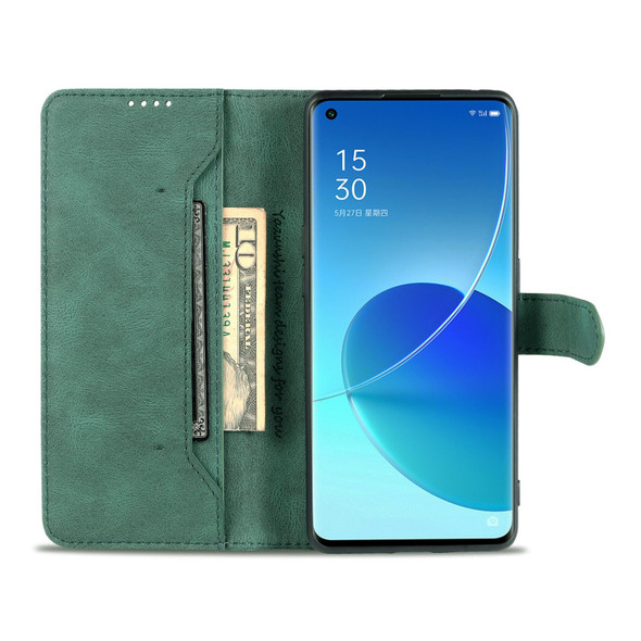 OPPO Reno6 Pro 5G AZNS Dream II Skin Feel PU+TPU Horizontal Flip Leather Case with Holder & Card Slots & Wallet(Green)