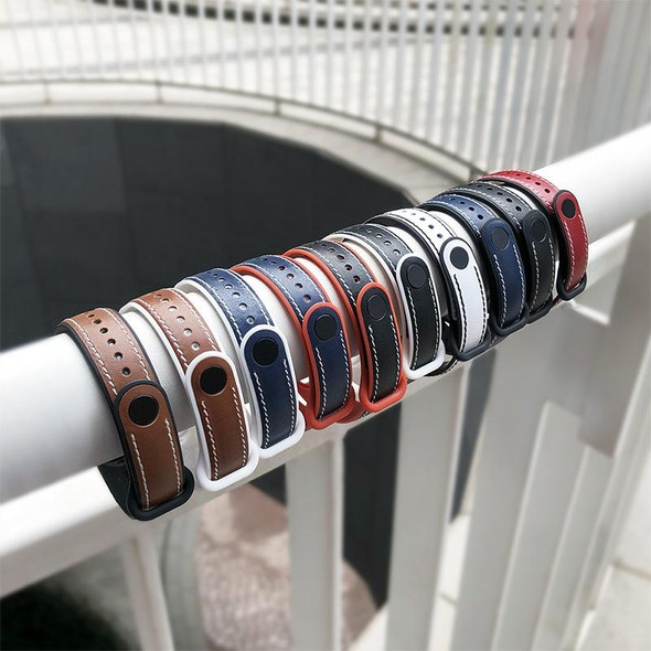 Xiaomi Mi Band 5/6/7 MIJOBS TPU + Leather Watch Band(Brown+Black)