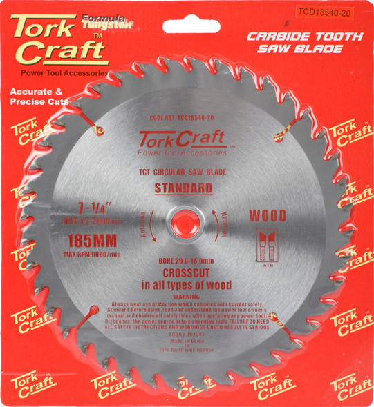 BLADE TCT 185 X 40T 20/16 GENERAL PURPOSE COMBINATION
