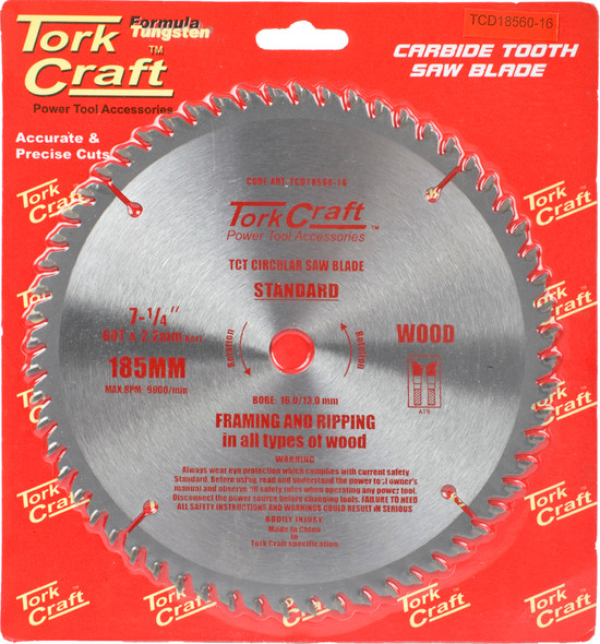 BLADE TCT 185 X 60T 16MM GENERAL PURPOSE CROSS CUT