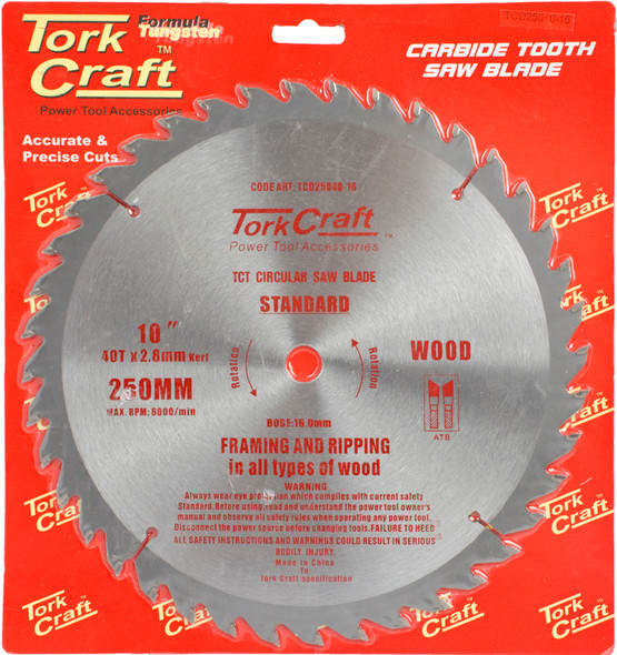 BLADE TCT 250 X 40T 16MM GENERAL PURPOSE COMBINATION
