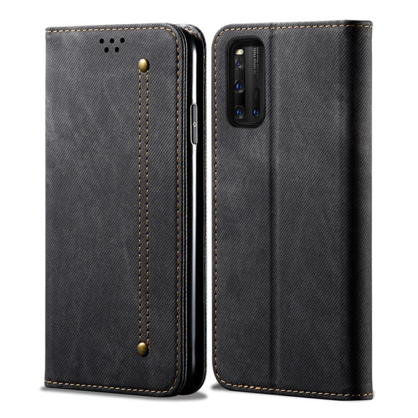 Vivo IQOO 3 Denim Texture Casual Style Horizontal Flip Leather Case with Holder & Card Slots & Wallet(Black)