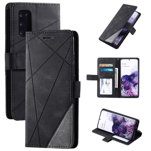 Samsung Galaxy S20 Ultra Skin Feel Splicing Horizontal Flip Leather Case with Holder & Card Slots & Wallet & Photo Frame(Black)