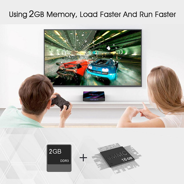 H96 Max-3318 4K Ultra HD Android TV Box with Remote Controller, Android 10.0, RK3318 Quad-Core 64bit Cortex-A53, 2GB+16GB, Support TF Card / USBx2 / AV / Ethernet, Plug Specification:US Plug