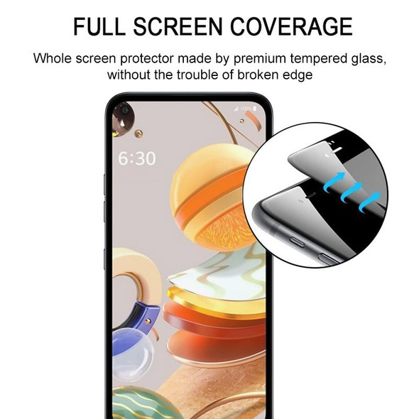 LG Q61 Full Glue Full Screen Tempered Glass Film(Black)