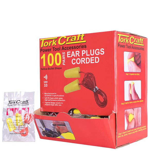 EAR PLUG CORDED 1PR POLY BAG 100 PR PER BOX BULLET SHAPE YELLOW