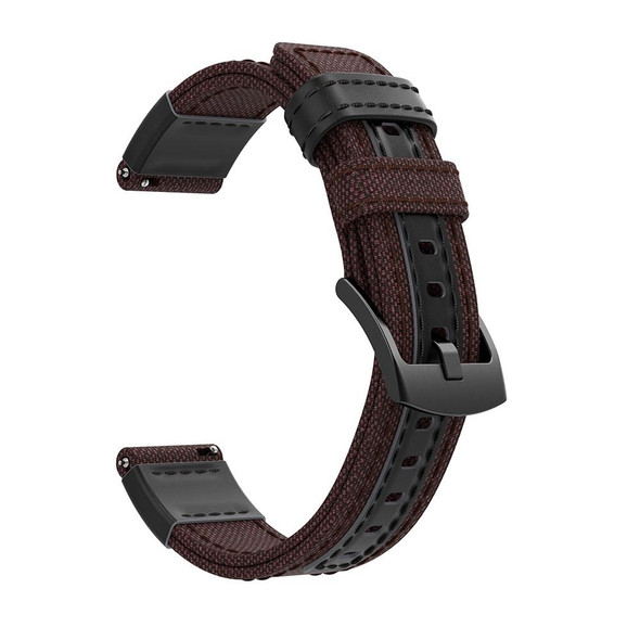 Canvas and Leatherette Watch Band for Samsung Gear S2/Galaxy Active 42mm, Wrist Strap Size:135+96mm(Brown)