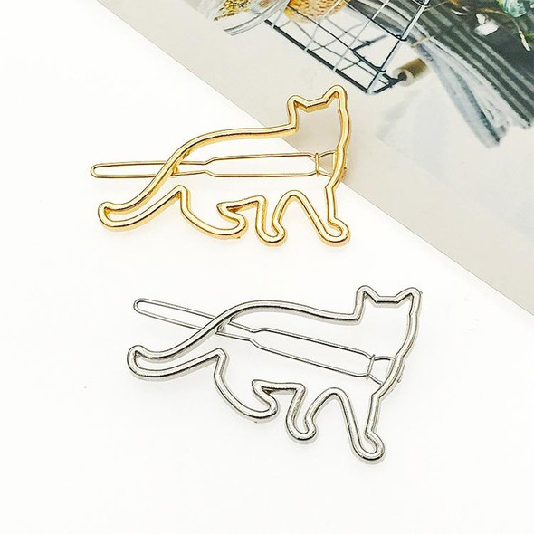 5pcs Lovely Metal Cat Shape Girls Hair Clip Fashion Hair Accessories(Silver)