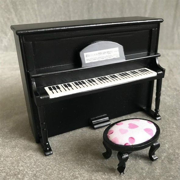 1:12 Mini House Toy Simulatio Piano and Bench(Black )
