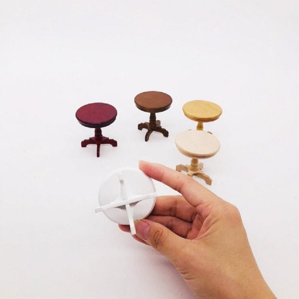 1:12 Mini Doll House Pocket Furniture Decoration Round Table( Walnut Color )