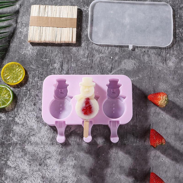 Cute Cartoon Silicone Ice Cream Popsicle Mold with Lid & Stick, Style:Snowman