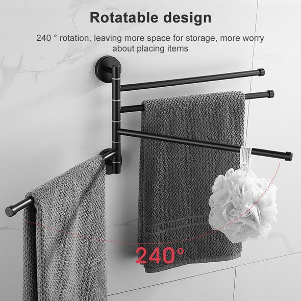 Stainless Steel Towel Bar Rotating Towel Rack Bathroom Kitchen Wall-mounted Towel Polished Rack Holder, Model:Brushed Five Poles