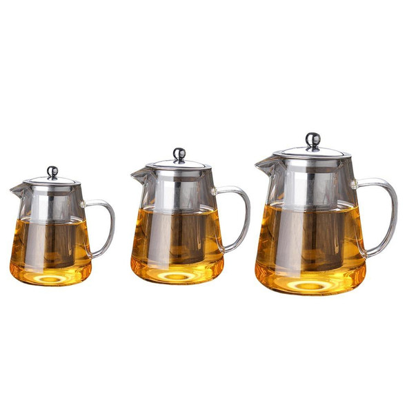 Large Capacity Heat Resistant Glass Teapot Tea Set With Stainless Steel Filter - Kung Fu Tea, Capacity:450ML