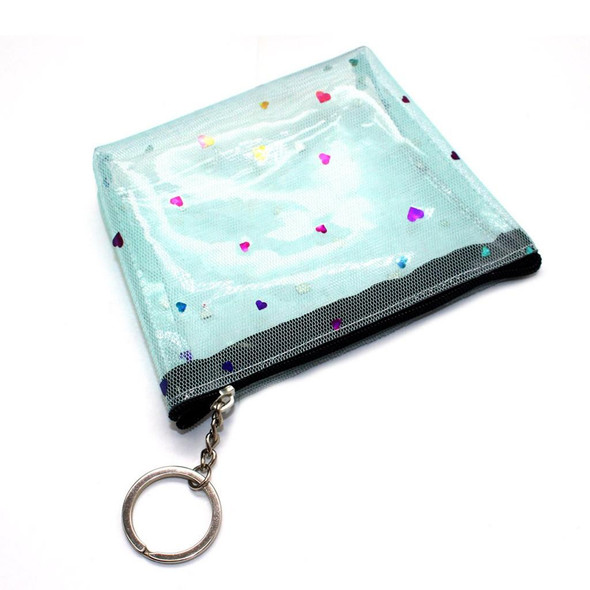 3 PCS  Mini Waterproof PVC Jelly Coin Purse Transparent Zipper Bag(Blue)