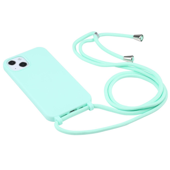 Candy Colors TPU Protective Case with Lanyard - iPhone 13 Pro(Mint Green)