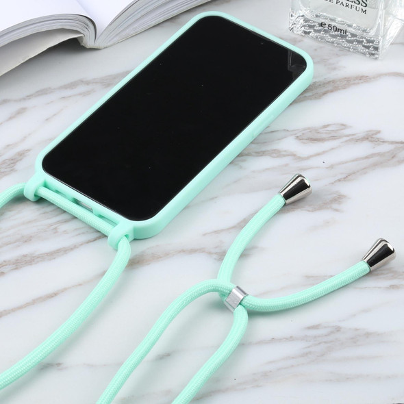 Candy Colors TPU Protective Case with Lanyard - iPhone 13 Pro(Mint Green)