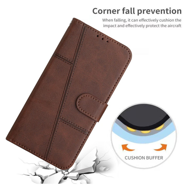 Tecno Spark 7 / 7T Stitching Calf Texture Buckle Leather Phone Case(Brown)