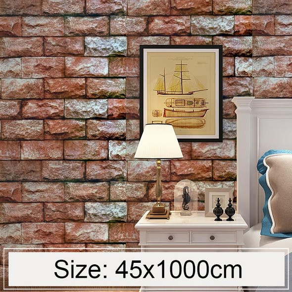 Qi Yunshi Creative 3D Stone Brick Decoration Wallpaper Stickers Bedroom Living Room Wall Waterproof Wallpaper Roll, Size: 45 x 1000cm