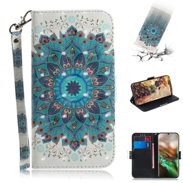 3D Colored Drawing Horizontal Flip Leatherette Case, with Holder & Card Slot & Wallet - Galaxy Note 10(Peacock Wreath)