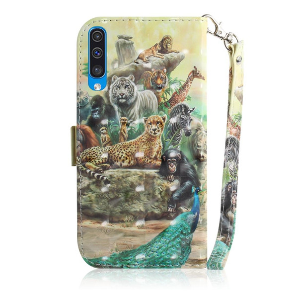 3D Painting Pattern Coloured Drawing Horizontal Flip Leatherette Case with Holder & Card Slots & Wallet - Galaxy A50(Zoo)