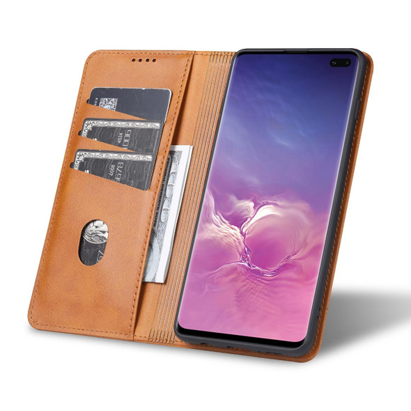 Samsung Galaxy S10+ AZNS Magnetic Calf Texture Horizontal Flip Leather Case with Card Slots & Holder & Wallet(Dark Blue)