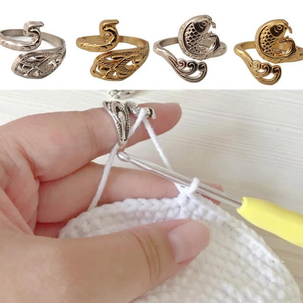 10 PCS Ethnic Style Hook Line Ring Retro Jewelry Sewing Tools(Koi Golden)