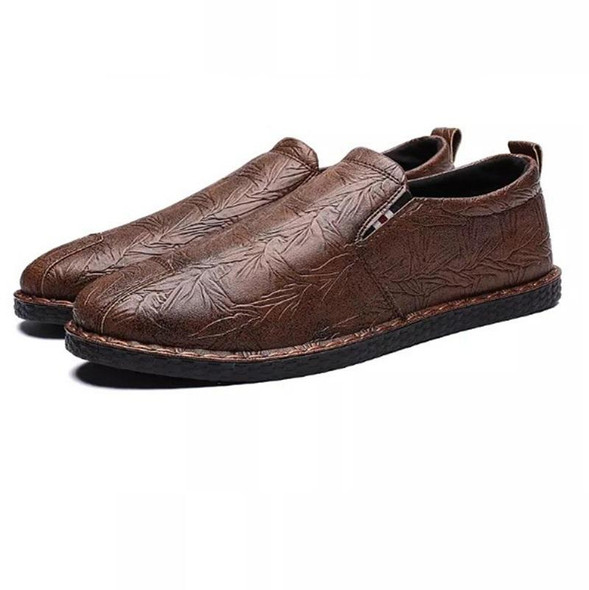 Casual Breathable Round Head Leatherette Shoes for Men (Color:Brown Size:43)