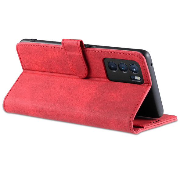 OPPO Reno6 Pro 5G AZNS Dream II Skin Feel PU+TPU Horizontal Flip Leather Case with Holder & Card Slots & Wallet(Red)