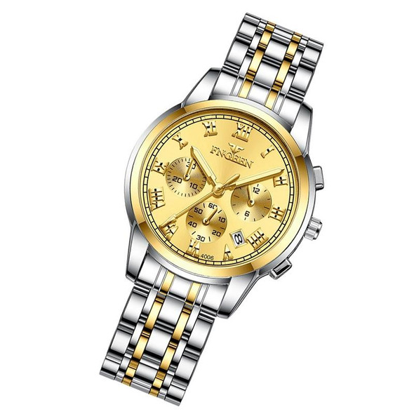 FNGEEN 4006 Ladies Quartz Watch Fashion Luminous Date Display Watch(Gold Golden Surface)