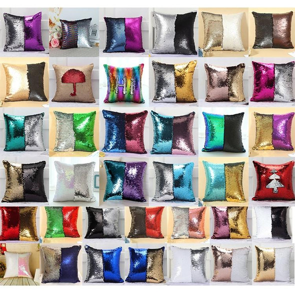 DIY Two Tone Glitter Sequins Throw Pillow Case Reversible Sequin Magical Color Changing Pillow Cover, Size: 40*40cm(Silver+Black)