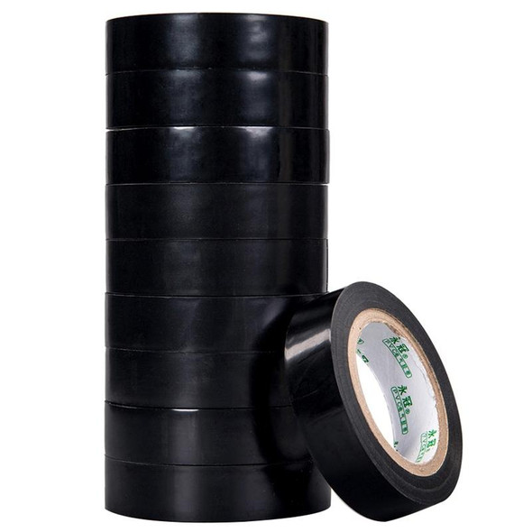 10 PCS 16mm Waterproof PVC Insulating Tare Electricians Electrical Tape(Black)