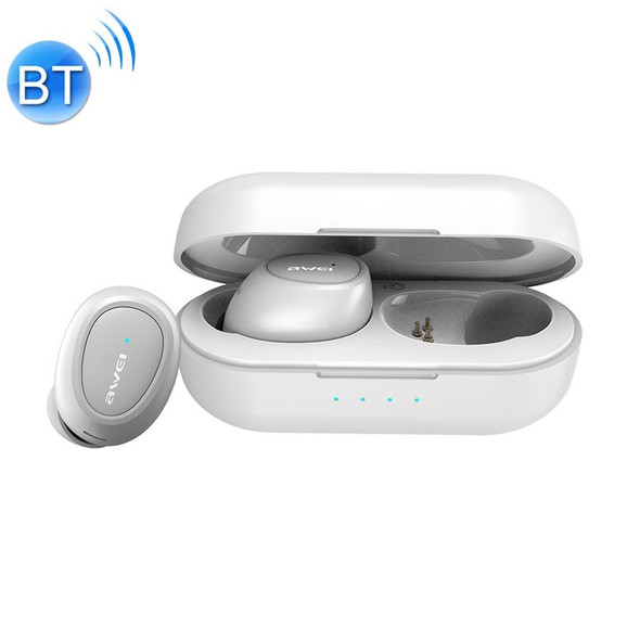 awei T16 TWS Bluetooth V5.0 Ture Wireless Sports Headset with Charging Case(White)