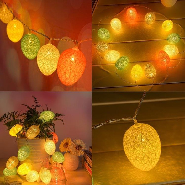 Battery Powered 3.2m 20 LEDs Cotton Thread Colour Egg Lamp String Easter Holiday Party Household Decorative Light(Colorful Light)