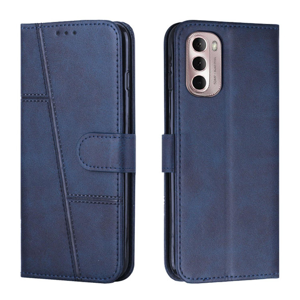 Motorola Moto G Stylus 2022 4G Stitching Calf Texture Buckle Leather Phone Case(Blue)