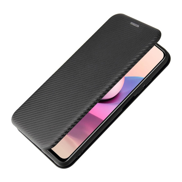 Xiaomi Redmi Note 10 Pro Carbon Fiber Texture Magnetic Horizontal Flip TPU + PC + PU Leather Case with Card Slot(Black)