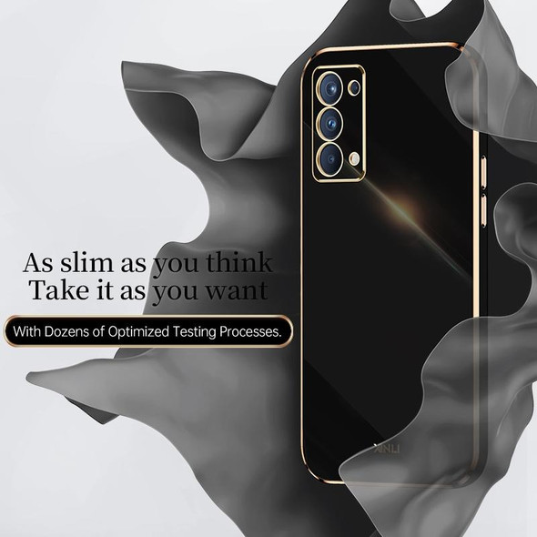 OPPO Reno5 4G XINLI Straight 6D Plating Gold Edge TPU Shockproof Case(Celestial Blue)