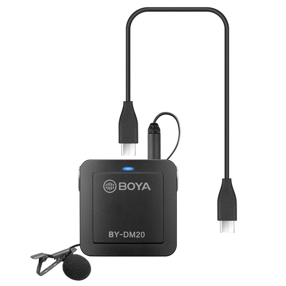 BOYA BY-DM20 Dual-Channel Recording Lavalier Microphone for iPhone / Android(Type-C) / Laptop(Black)