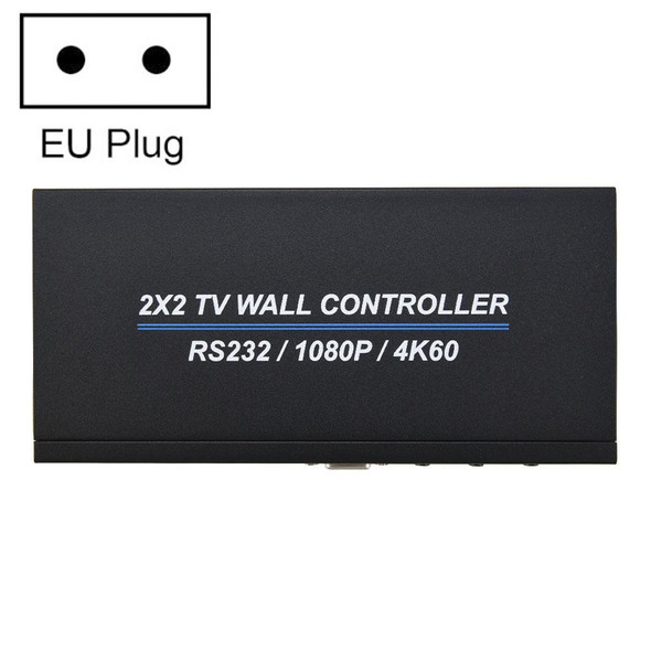 BT100 4K 60Hz 1080P 2 x 2 TV Wall Controller, Plug Type:EU Plug(Black)